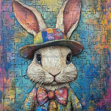 Easter Sign, Bunny in Hat,, DCO-12729, Sign For Wreath, 10x10